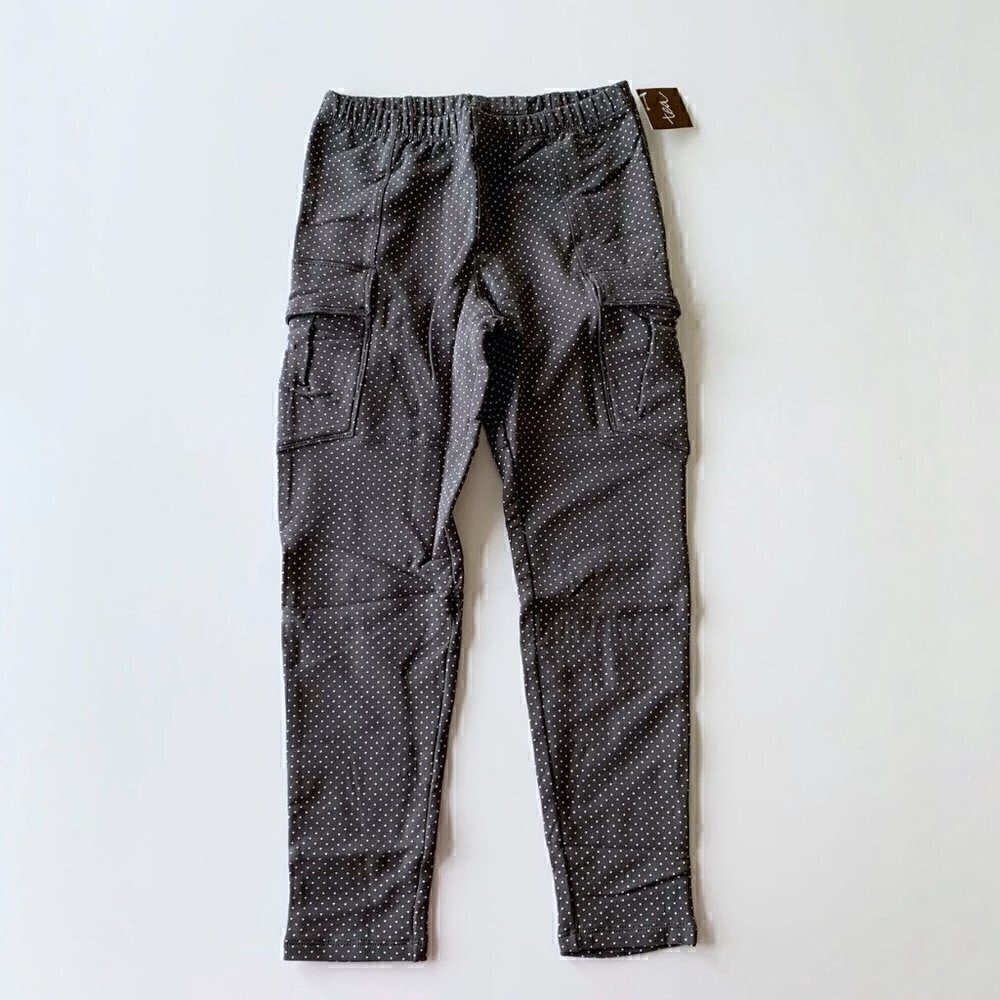 NWT Tea Collection Girl Pin Dot French Terry Cargo Pants 10 Years